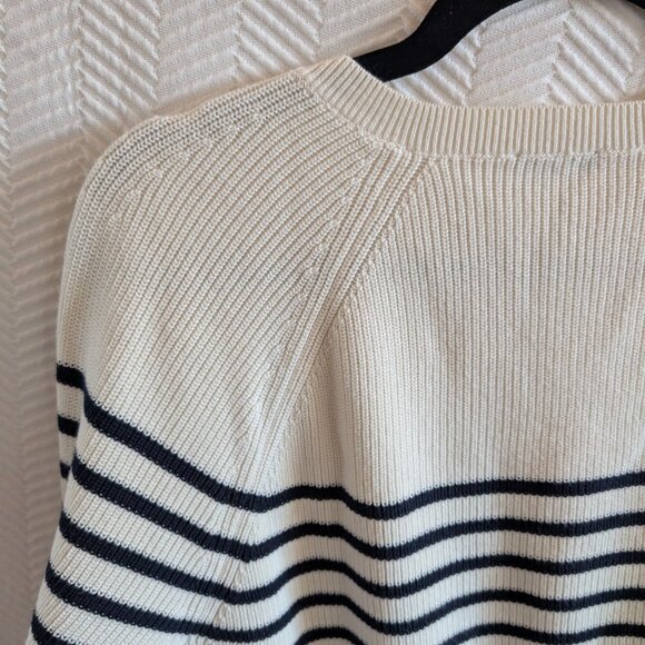 Talbots Pima Cotton Mariner Stripe Sweater XL Petite Nautical Gold Buttons - Picture 9 of 11